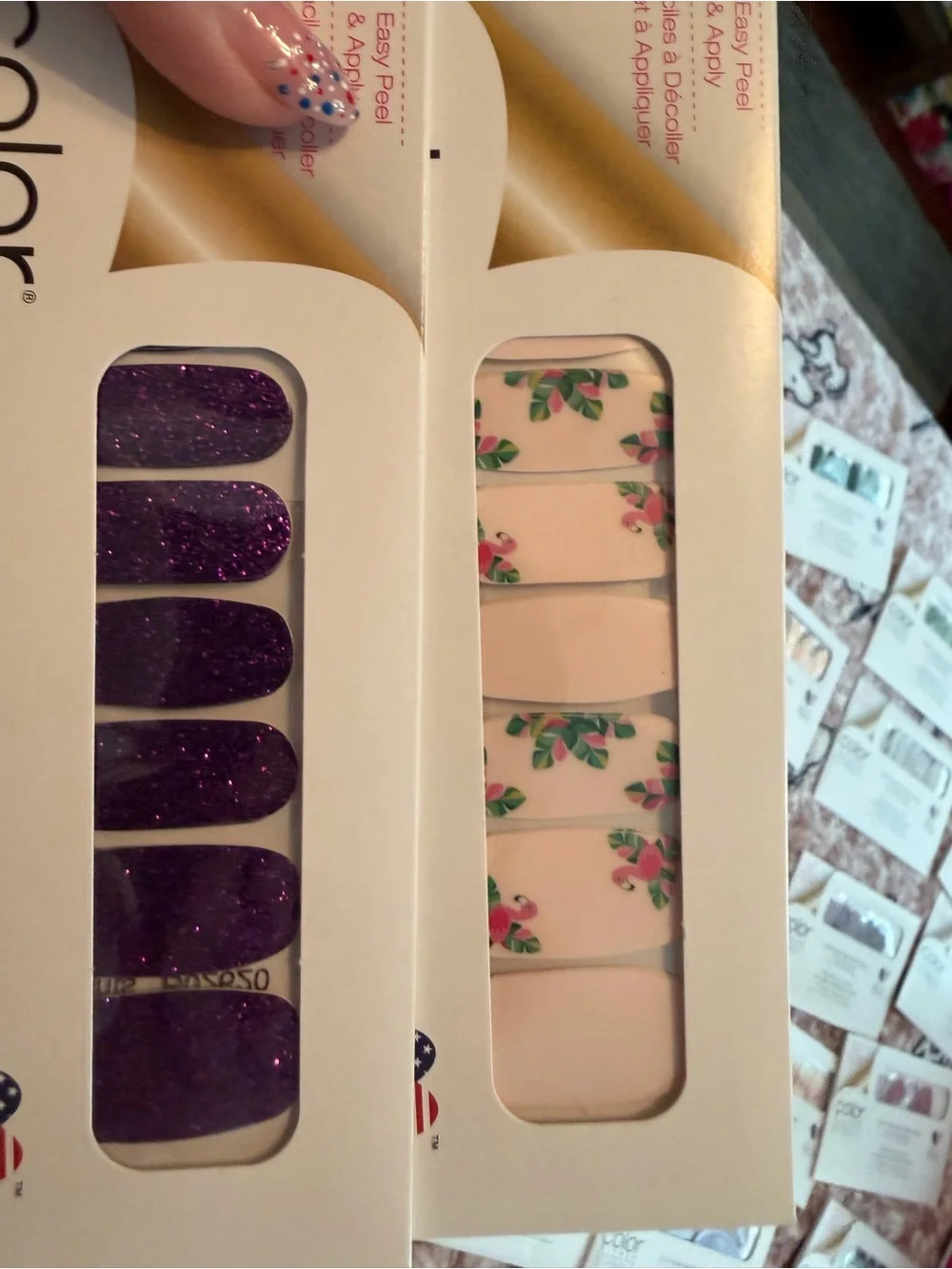Color Street Glitter Pink, Teal & Black Nail Polish Strips